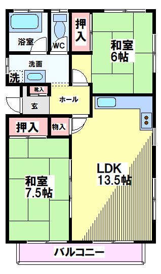 富士本ハイツ2号棟  間取り