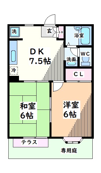パルコート柴崎 2階になりますので専用庭ついておりません。申し訳ございません。