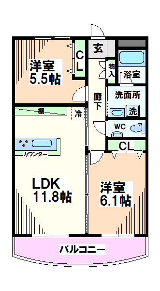 フラワーヒルズ国立  間取り