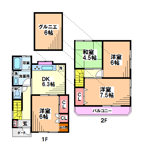 北山町１丁目貸家 間取り